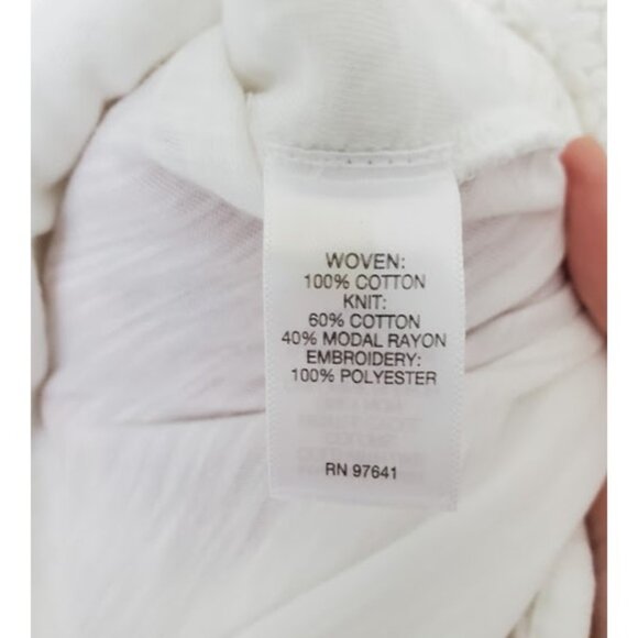 J. Jill White 3/4 Sleeve Tunic Tee w/ Embroidered Front Overlay - Size PL - Picture 8 of 9